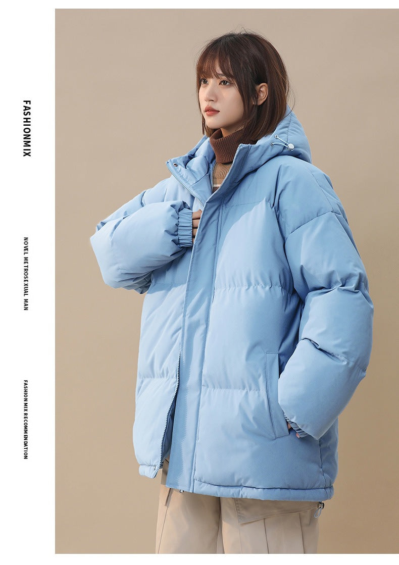 Womens Loose-fitting Solid-color Versatile Cotton Coat