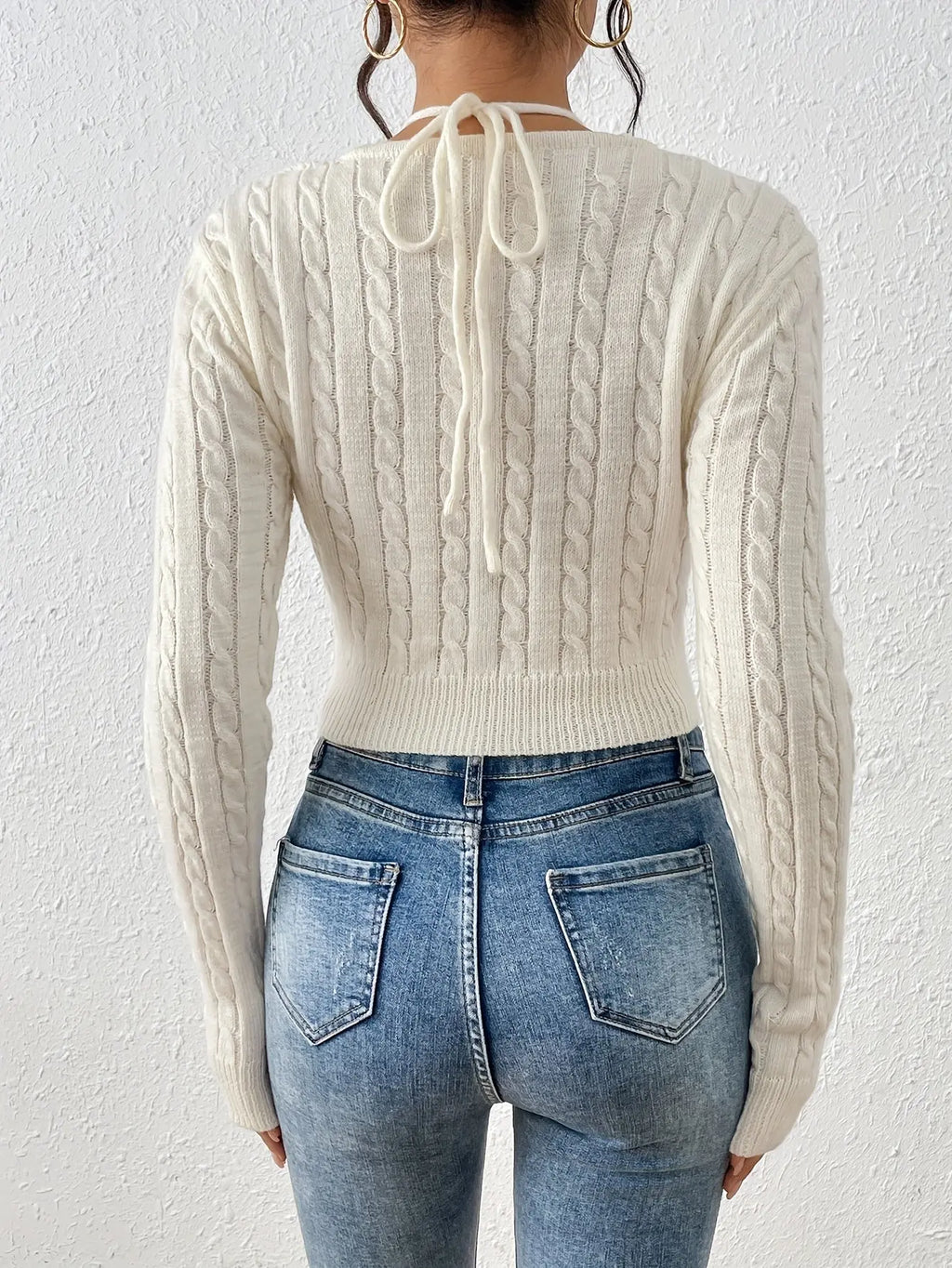 Women's Slim Fit Tie-Front Ombre Colorblock Sweater - Sleeve Top with Back Tie Detail, Pastel Pink to Blue Gradient for Spring/Fall, Cute Sweaters, Casual Wear, Breathable Material, Stylish Pullover, Styleconscious Buyers Pinkshop