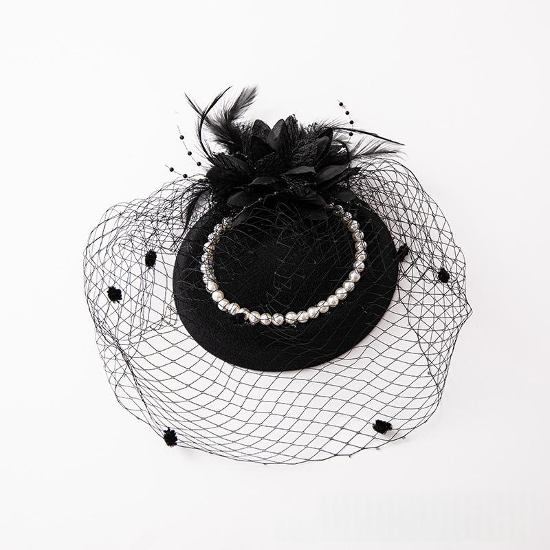 Retro Tulle Hat With Flowers For The Stage