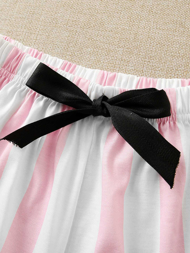 Women’s Pink White Striped Pajama Set – Cute, Cozy  Comfortable