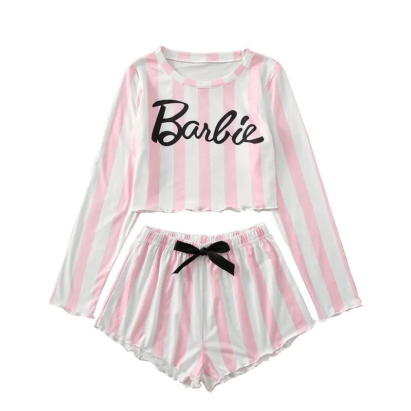 Women’s Pink White Striped Pajama Set – Cute, Cozy  Comfortable