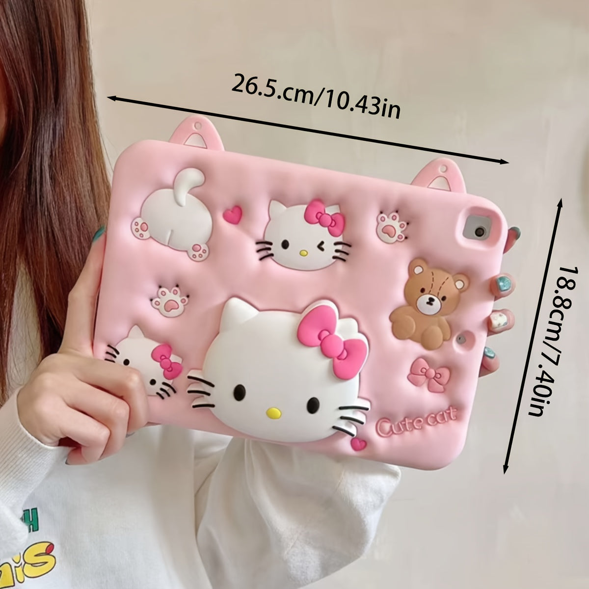 Sanrio Hello Kitty Pink Tablet Case, Suitable for iPad - Cute Aesthetic Soft Shell Cartoon Luxury Protective Cover, Device Protection, Playful Style, Kawaii Design, Stretchable Material, Durable Case, Stylish Protector, Anime