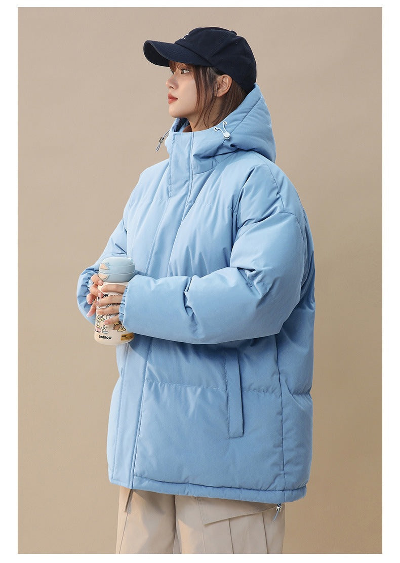 Womens Loose-fitting Solid-color Versatile Cotton Coat