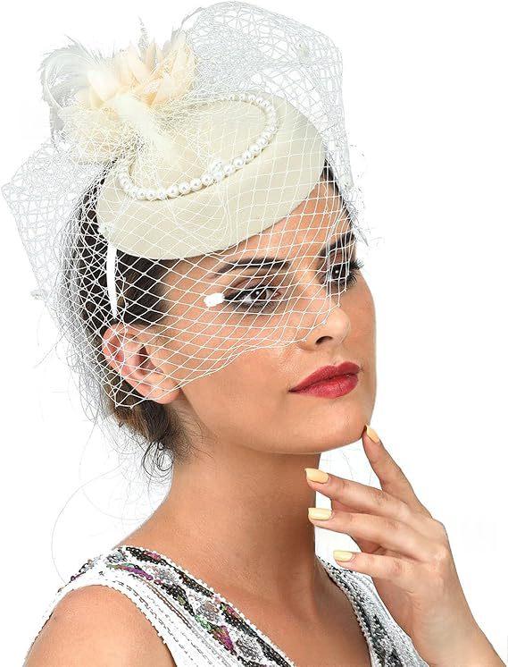 Retro Tulle Hat With Flowers For The Stage