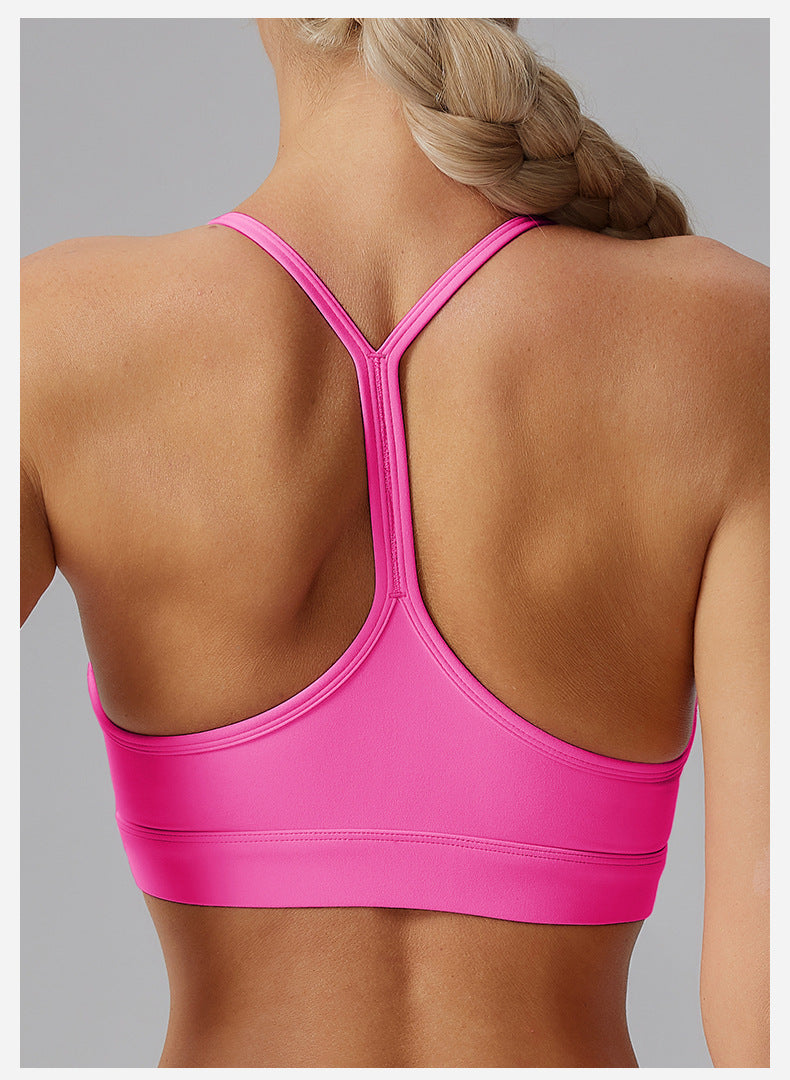Womens Solid-Colored Versatile Thin-Strap Shock-Absorbing Quick-Drying Yoga Tank Top
