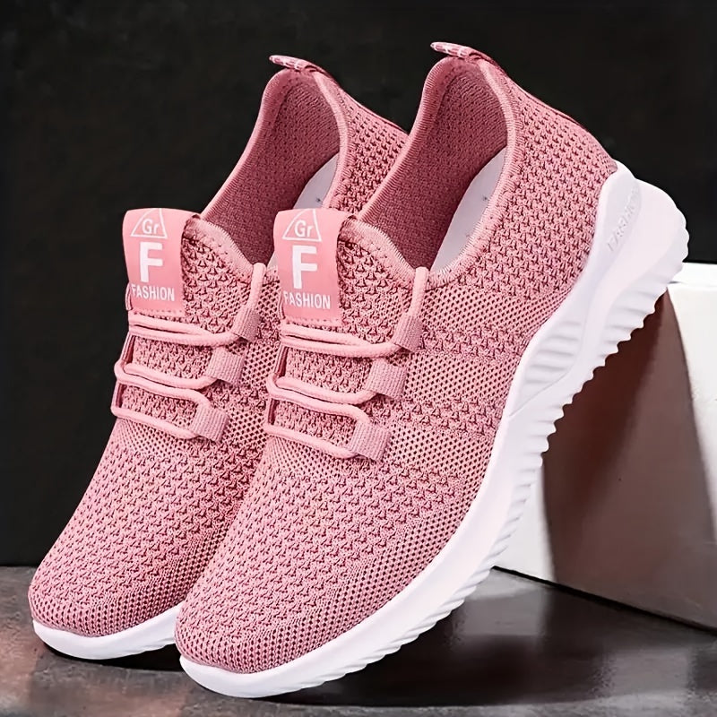 Women’s Breathable Pink Mesh Sneakers Comfortable All Season Lace-Up Shoes