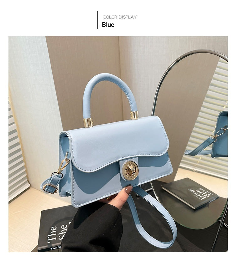 Spring Womens Commuter Light-Luxury Solid-Colored Crossbody Bag With Lock Closure