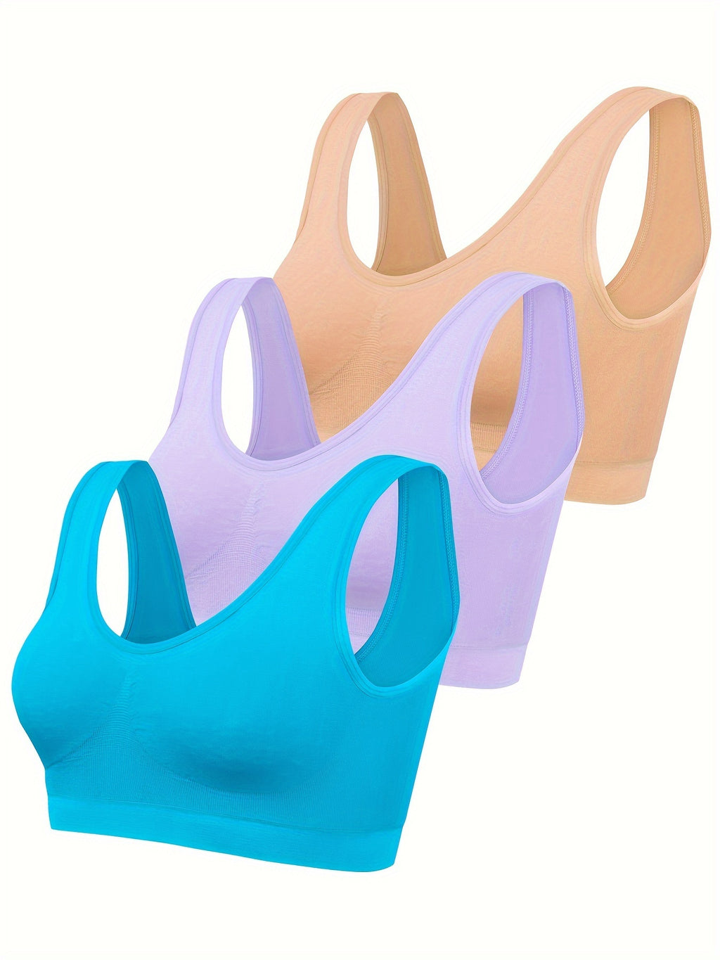 [3pcs Seamless Sports Bras] 3pcs Women's Seamless Sports Bras - No Padding, Low- Non-Sheer Backless Strapless/Tube Top Style (Black/Pink/White) - Gym, Yoga & Casual Attire - Comfortable Wire-Free Chest Supporters