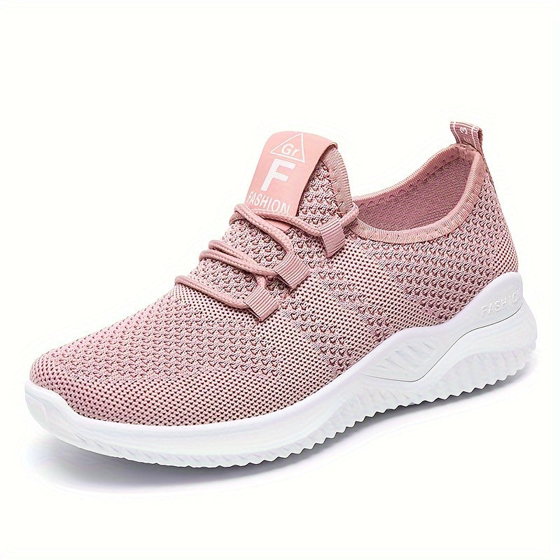 Women’s Breathable Pink Mesh Sneakers Comfortable All Season Lace-Up Shoes