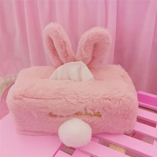 1pc Plush Rabbit Tissue Box, Cartoon Cute Tissue Cover Pinkshop