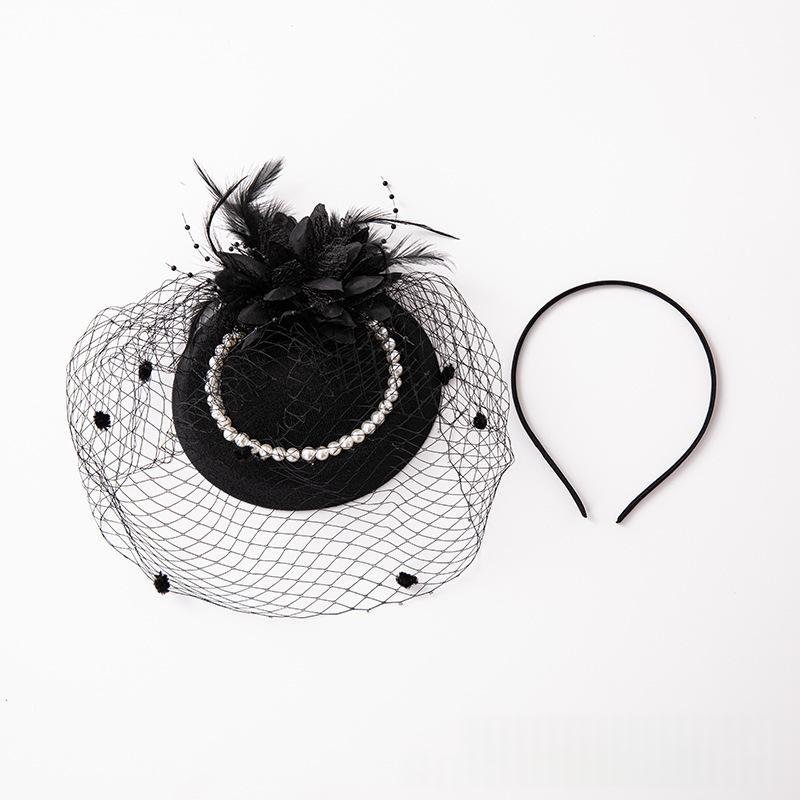Retro Tulle Hat With Flowers For The Stage