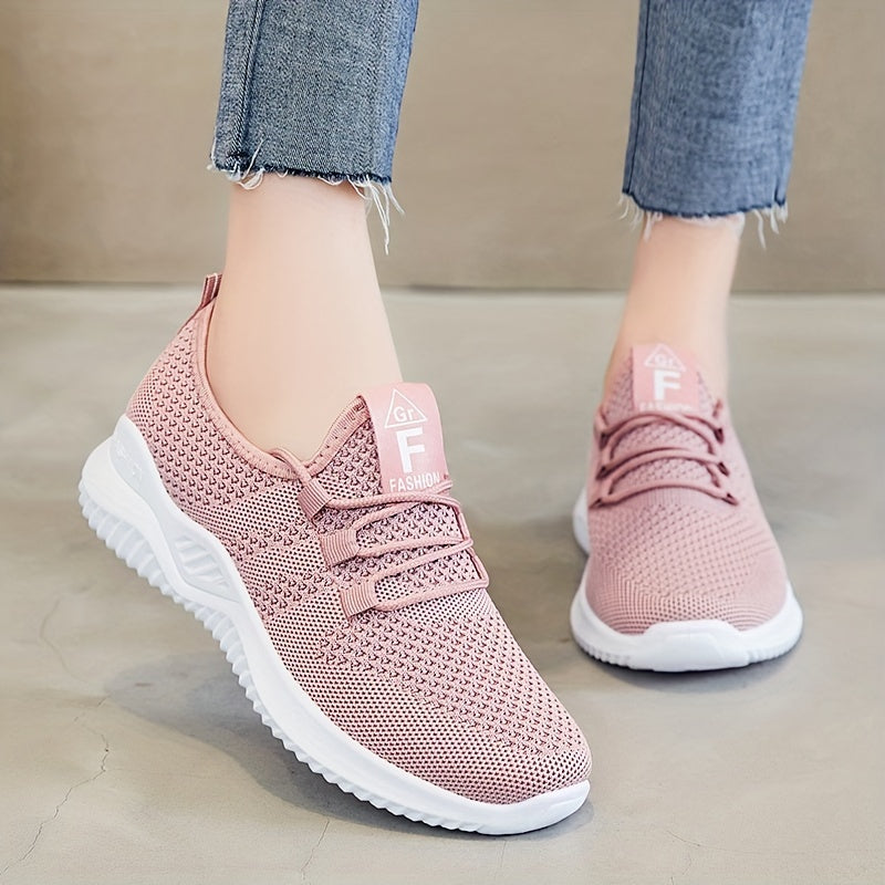 Women’s Breathable Pink Mesh Sneakers Comfortable All Season Lace-Up Shoes