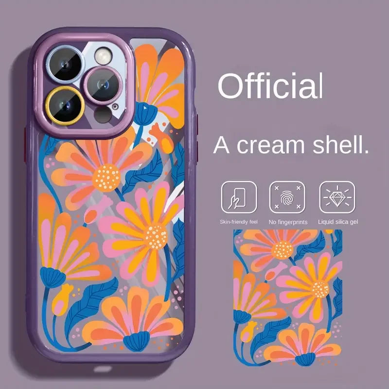 Trending Phone case 2025 pink butterfly Electroplating Cream Wavy Edge Ins Pattern Protective case to Prevent Falling for Girls
