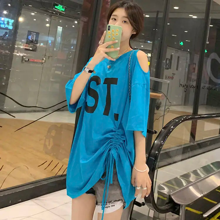 Pink Korean Casual Midi Loose White Women T-shirt Summer Short Sleeve Fashion Pulovers Elegant Graphic T Shirt Clothes Tops