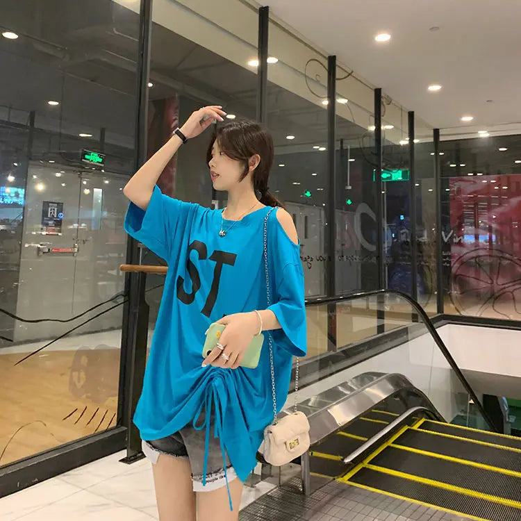 Pink Korean Casual Midi Loose White Women T-shirt Summer Short Sleeve Fashion Pulovers Elegant Graphic T Shirt Clothes Tops
