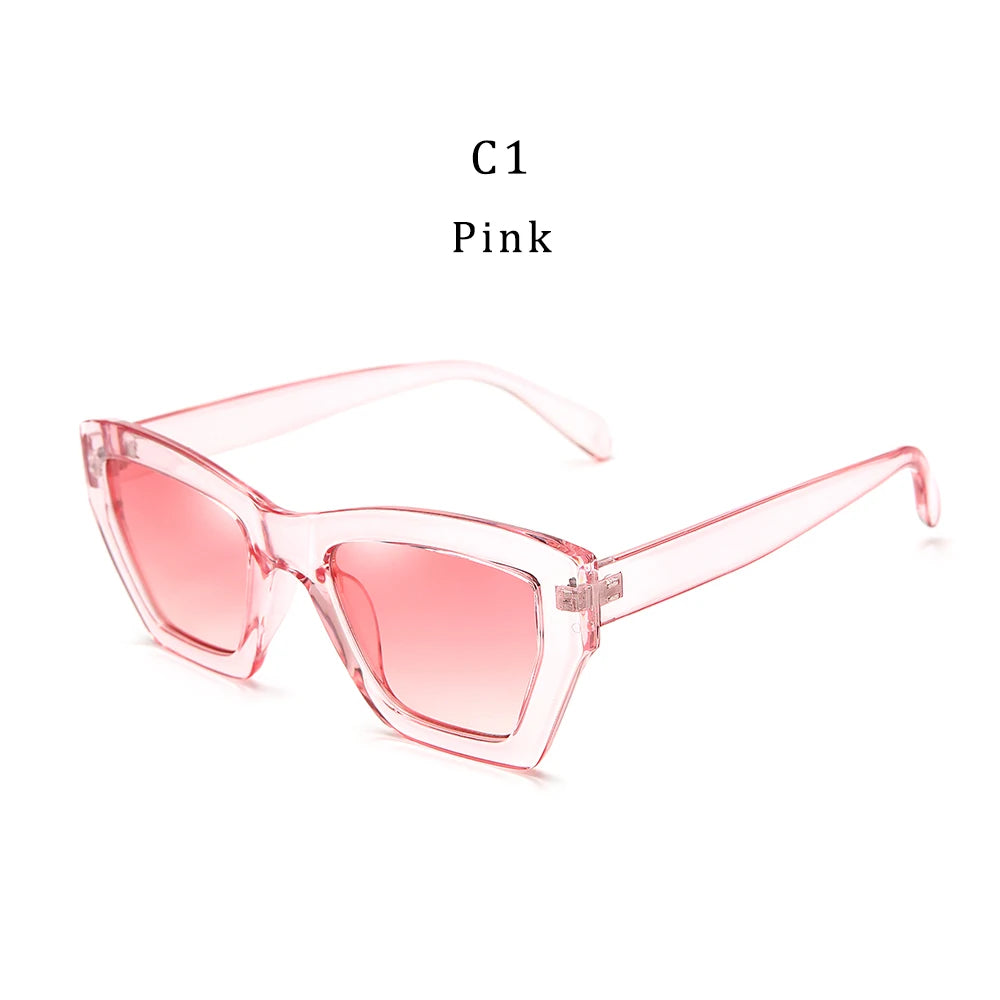 2021 New Design Fashion INS Transparent Pink Women Men PC Colorful Retro Shades Polygon Square Frame Sunglasses