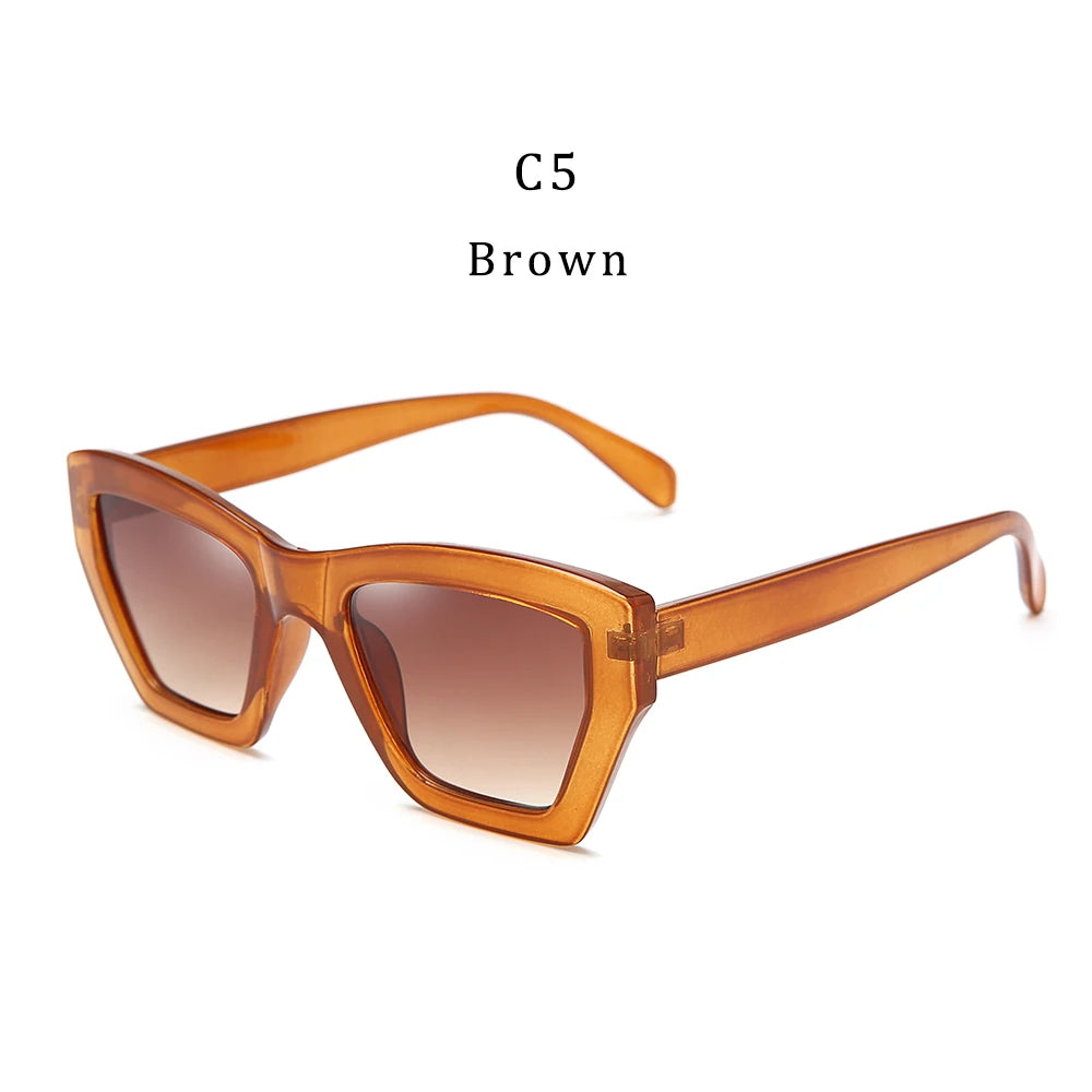 2021 New Design Fashion INS Transparent Pink Women Men PC Colorful Retro Shades Polygon Square Frame Sunglasses