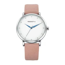 REBIRTH 057 Elegance pink Women Quartz Watch Nice PU Leather Band Small Dial Analog Display Simple Casual watch supplier