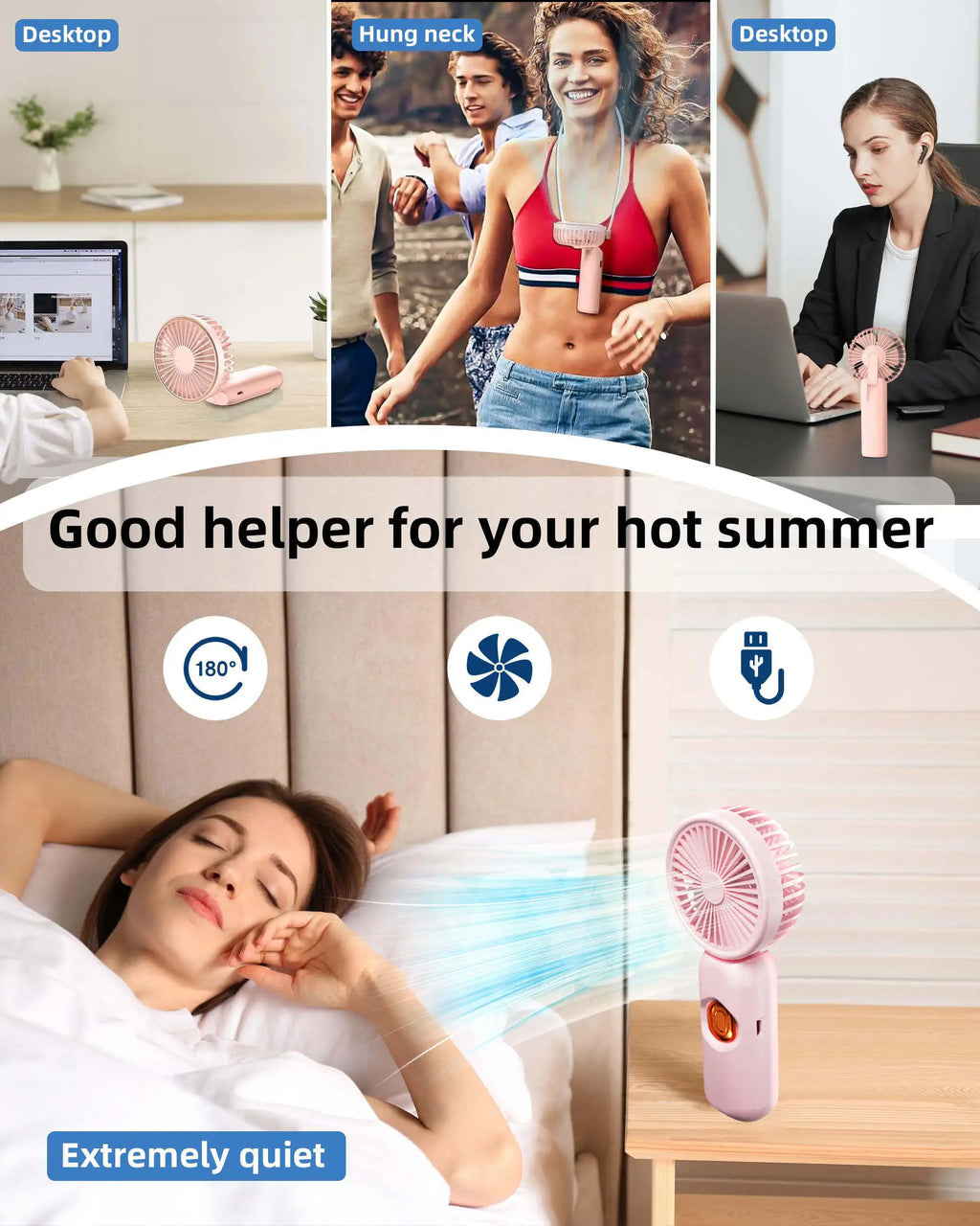 Eu Us in Stock Rechargeable Mini pink Hand Outdoor  Handheld Folding Cooling Portable Fan Handheld for Women