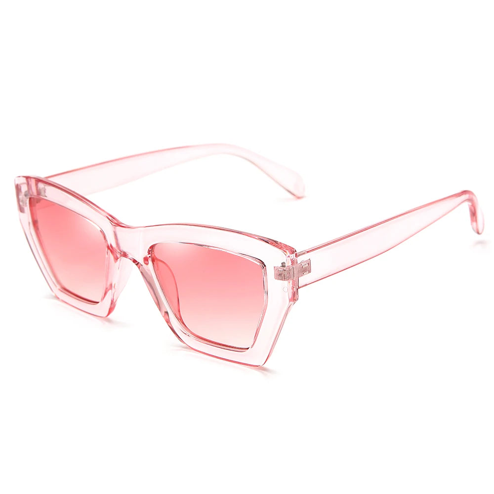 2021 New Design Fashion INS Transparent Pink Women Men PC Colorful Retro Shades Polygon Square Frame Sunglasses