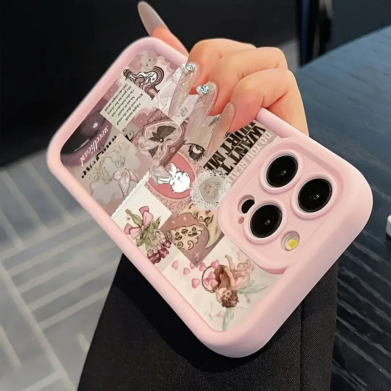 Customized TPU Material Pink Dog Phone Case for iPhone 17/16/15/14... Pro Max Shock Absorber Anti-Drop Back Cover with Model Ins