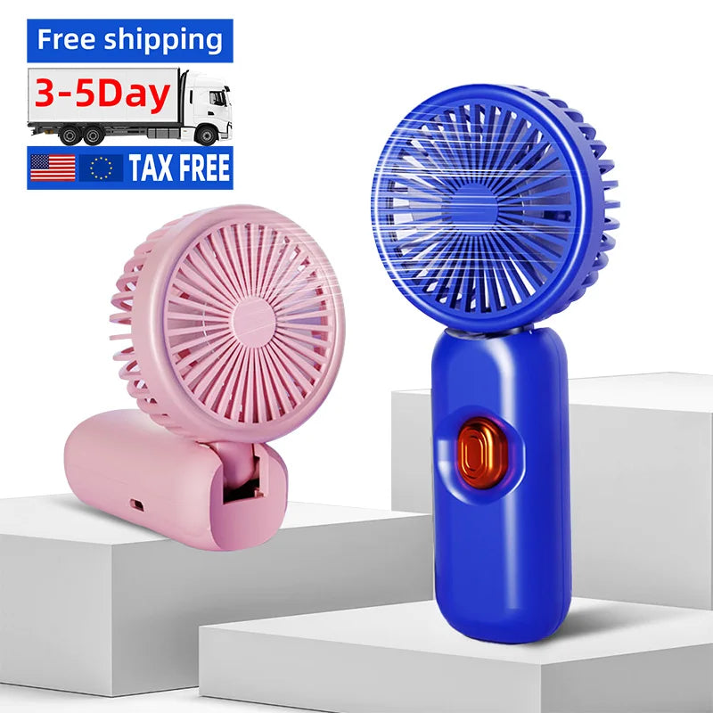 Eu Us in Stock Rechargeable Mini pink Hand Outdoor  Handheld Folding Cooling Portable Fan Handheld for Women