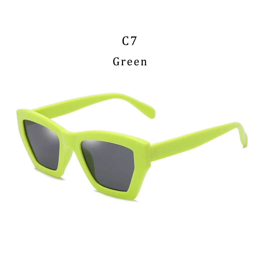 2021 New Design Fashion INS Transparent Pink Women Men PC Colorful Retro Shades Polygon Square Frame Sunglasses