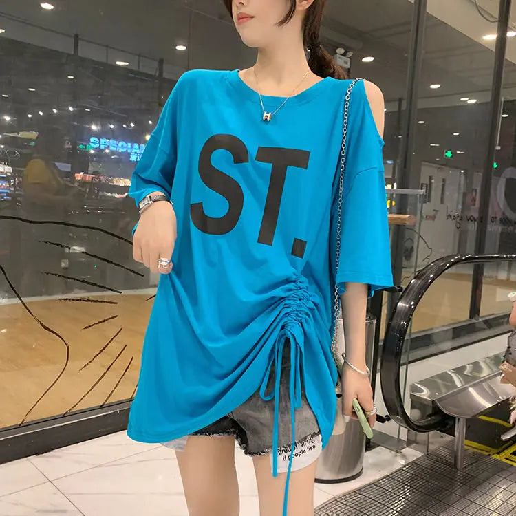 Pink Korean Casual Midi Loose White Women T-shirt Summer Short Sleeve Fashion Pulovers Elegant Graphic T Shirt Clothes Tops