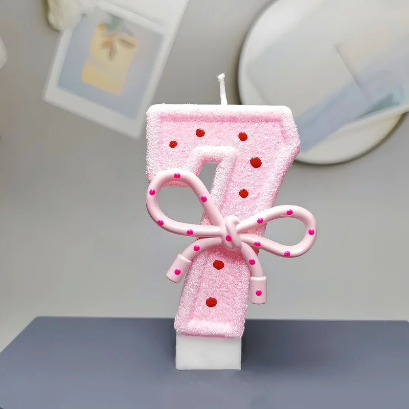 Pink Bow 0-9 Birthday Candles,Candles for Decoration for Party Supplies Kids Girls Adults Birthday Wedding Anniversary Party