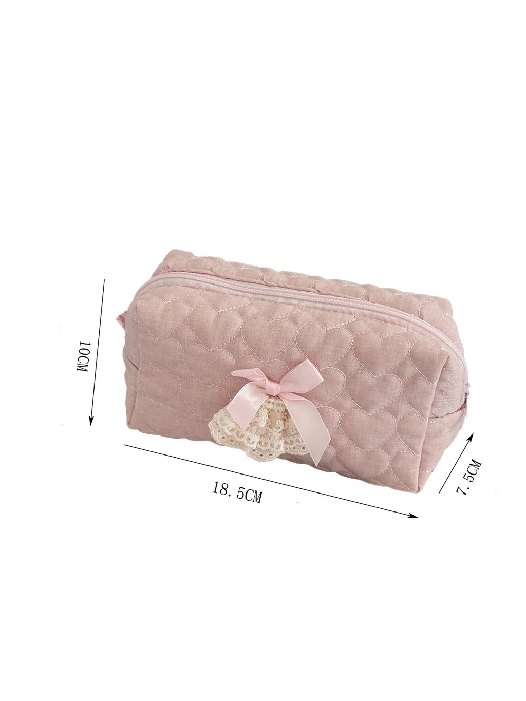 Pink Rose Sweetheart Cosmetic  Storage Bag Aesthetic Cute Lace Trim Makeup Pouch Large Capacity Vintage Cosmetic Organizer Bags