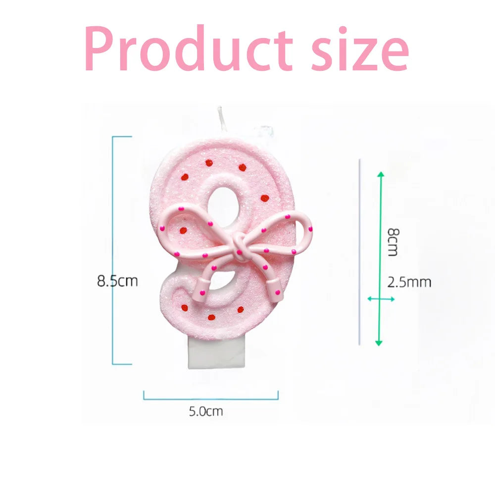 Pink Bow 0-9 Birthday Candles,Candles for Decoration for Party Supplies Kids Girls Adults Birthday Wedding Anniversary Party