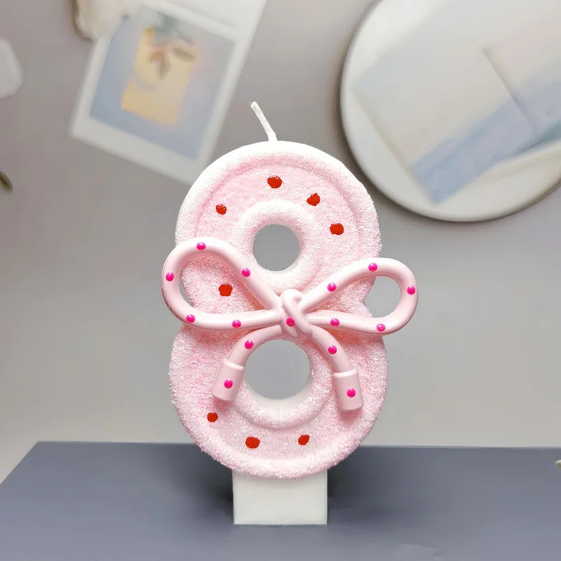 Pink Bow 0-9 Birthday Candles,Candles for Decoration for Party Supplies Kids Girls Adults Birthday Wedding Anniversary Party