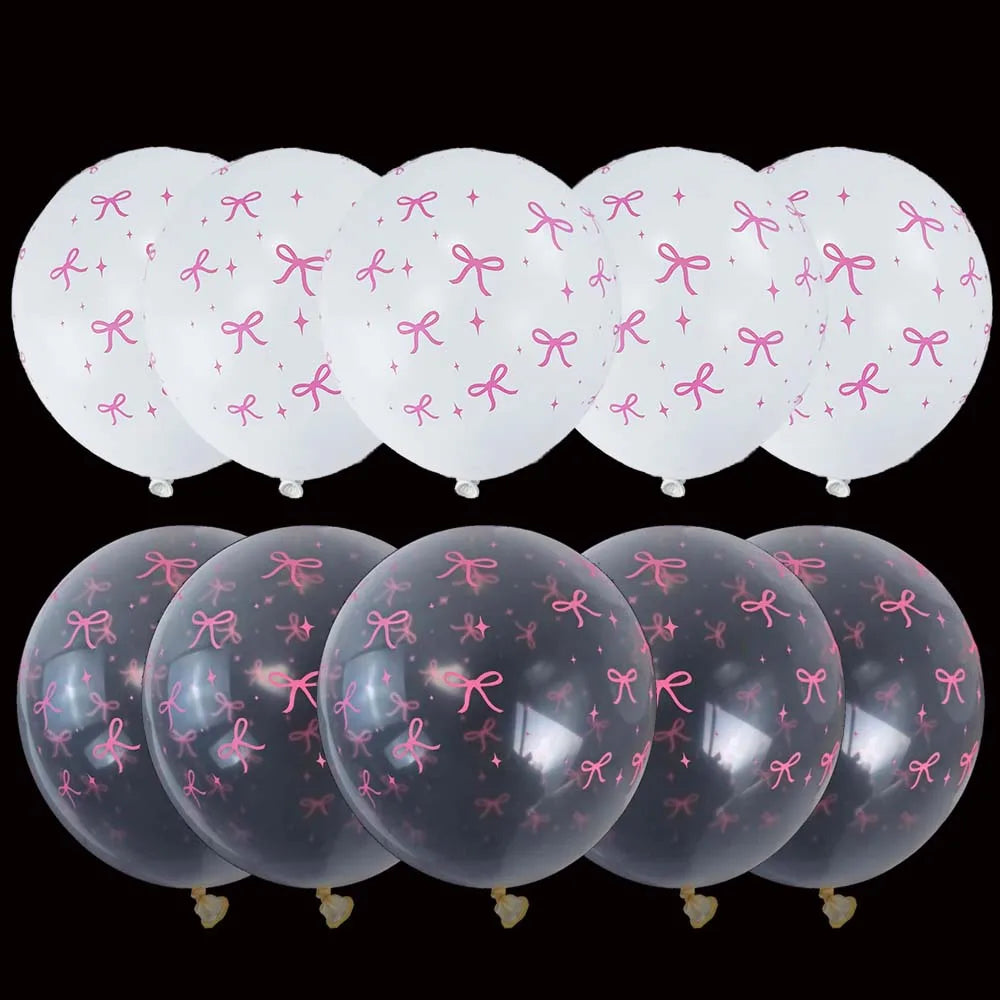 Pink Bow Birthday Party Decorations Girls Birthday Decor Banner Balloons Bow Napinks Plate Cup Pink Bow Theme Tableware Supplies