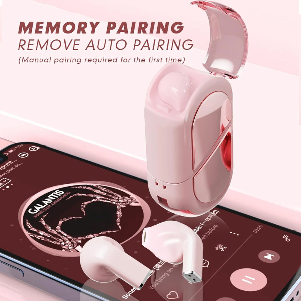 Pink Heart Wireless Earbuds for Girls Cute Small Earphones Hifi Stereo Sound Bluetooth Headsets Touch Control Gaming Handphones
