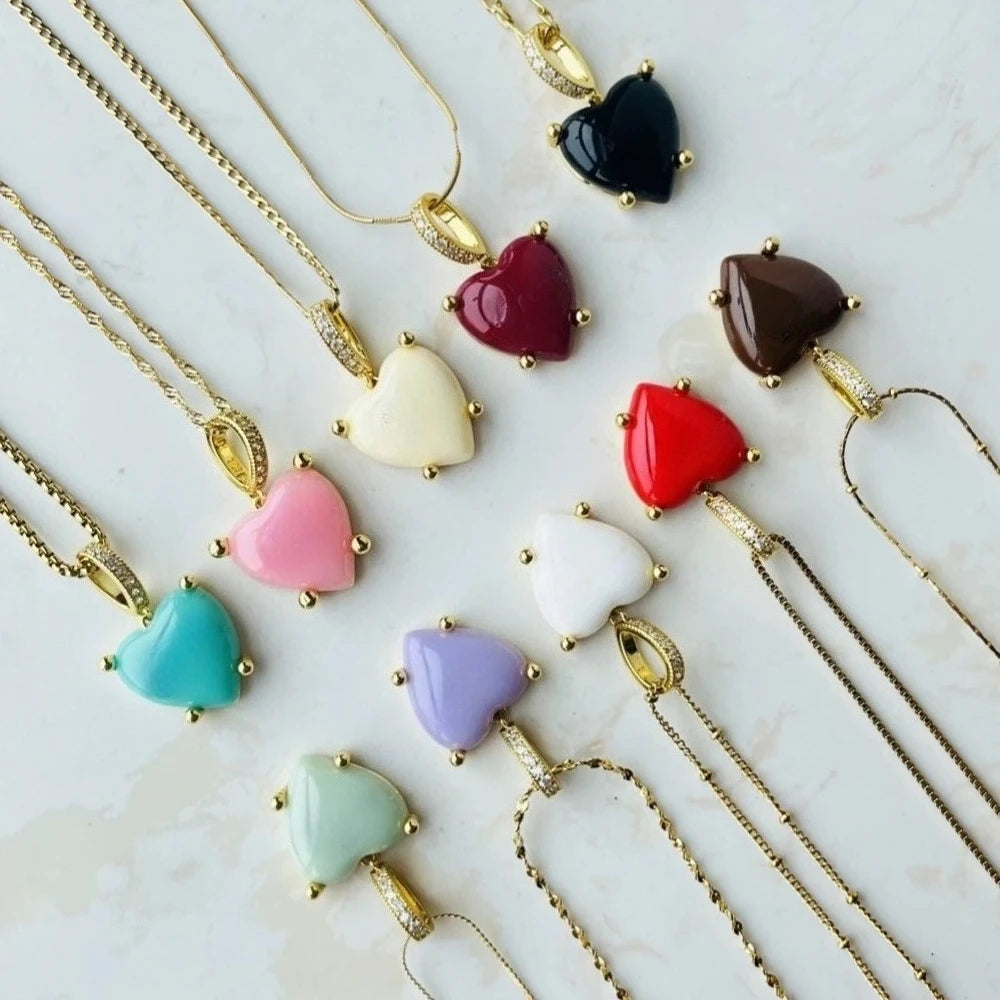New Color Custom FP Heart Pendant Pink Deep Red Fashion Personalized Resin Letter Charms for Women Necklace DIYJewelry Gifts