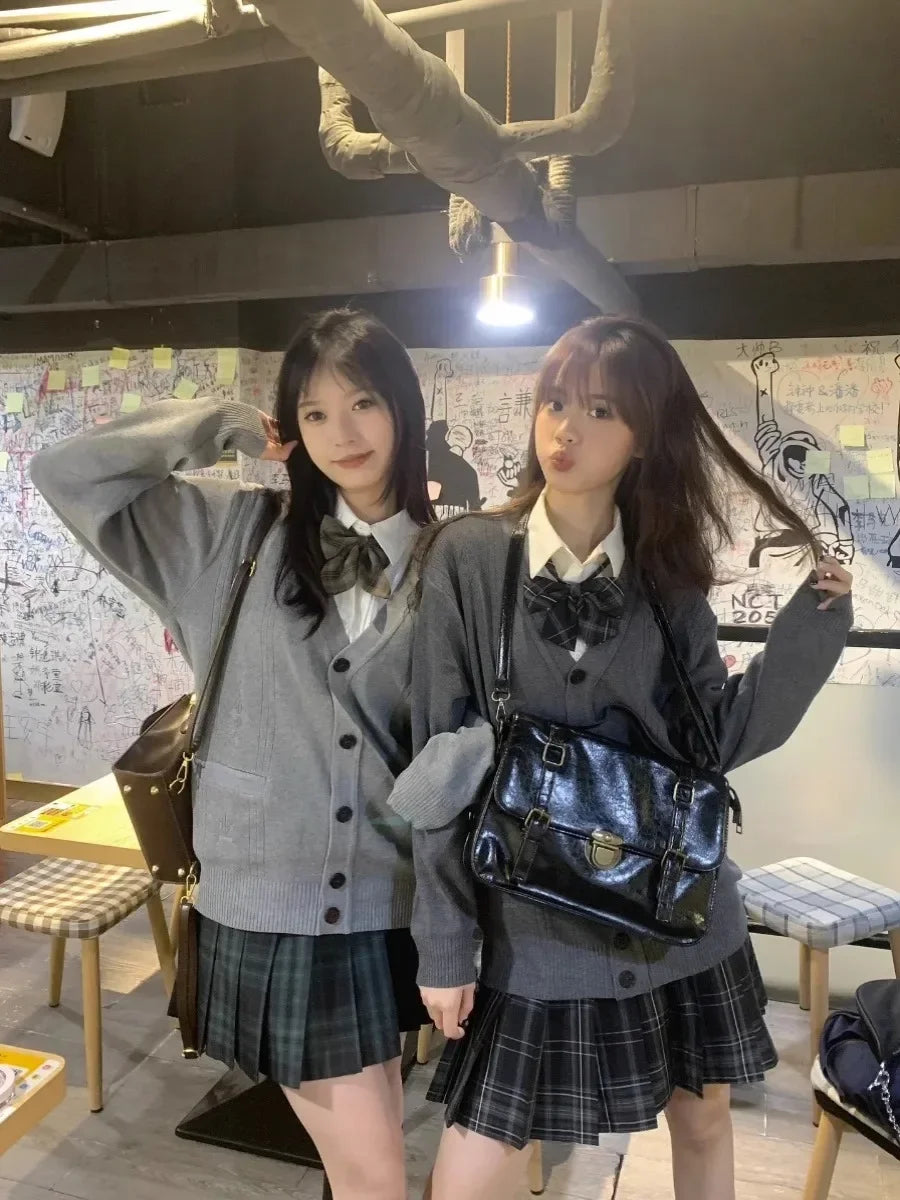 Pink Blue Black Cute Jk Sweater Knitted Cardigan Female Original Japanese Jacket Uniform School Supply Feeling Lazy Style