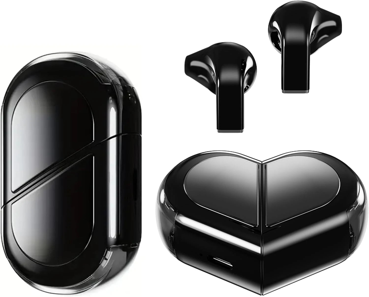 Pink Heart Wireless Earbuds for Girls Cute Small Earphones Hifi Stereo Sound Bluetooth Headsets Touch Control Gaming Handphones