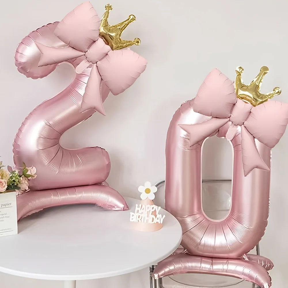 Pink Crown Number Balloon 🎀
