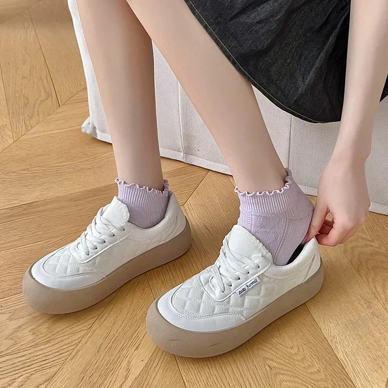 Pink Purple Women Short Socks JK Lolita Kawaii Cute Ruffle Socks Cotton Thin Breathable Low Cut Ankle Boat Socks Sox Sweet Girls