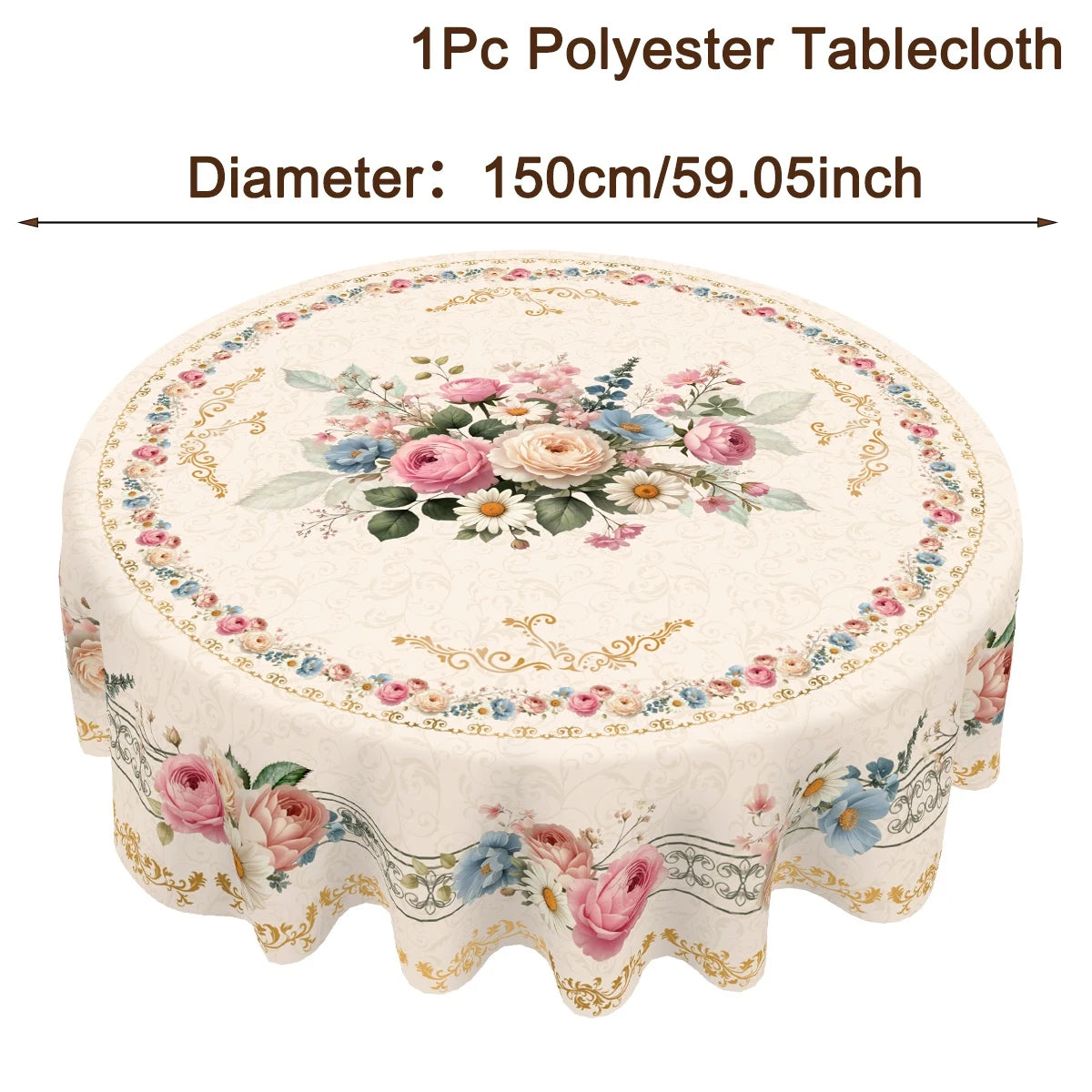 Pink Roses Table Cloth Colorful Floral Polyester Table Cover for Wedding Picnic Table Decor Spring Summer Hloiday Party Supplies
