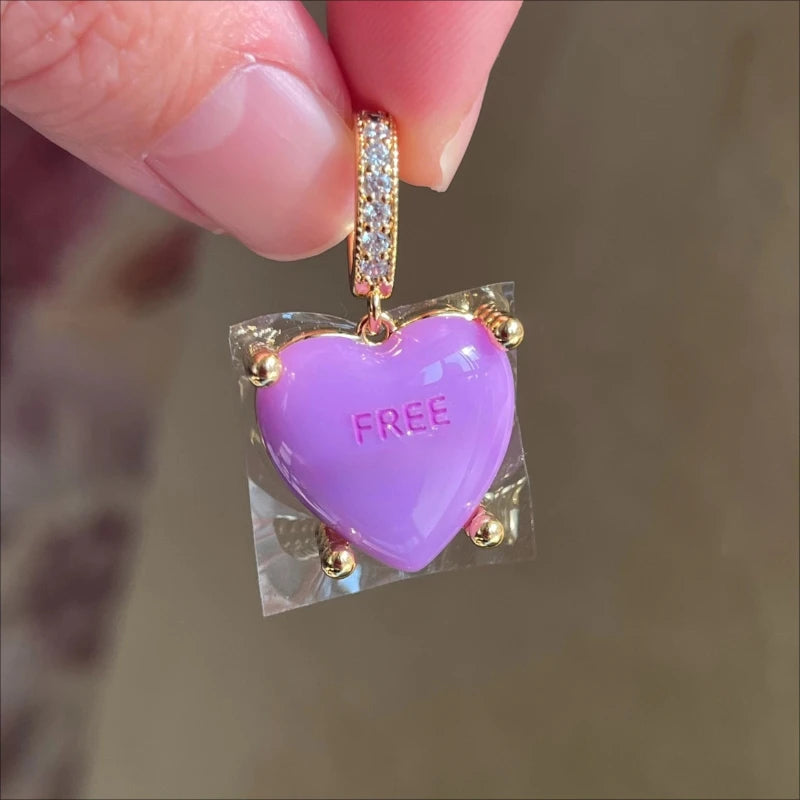 New Color Custom FP Heart Pendant Pink Deep Red Fashion Personalized Resin Letter Charms for Women Necklace DIYJewelry Gifts