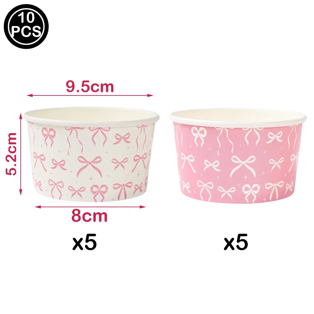 Pink Bow Birthday Party Decorations Girls Birthday Decor Banner Balloons Bow Napinks Plate Cup Pink Bow Theme Tableware Supplies