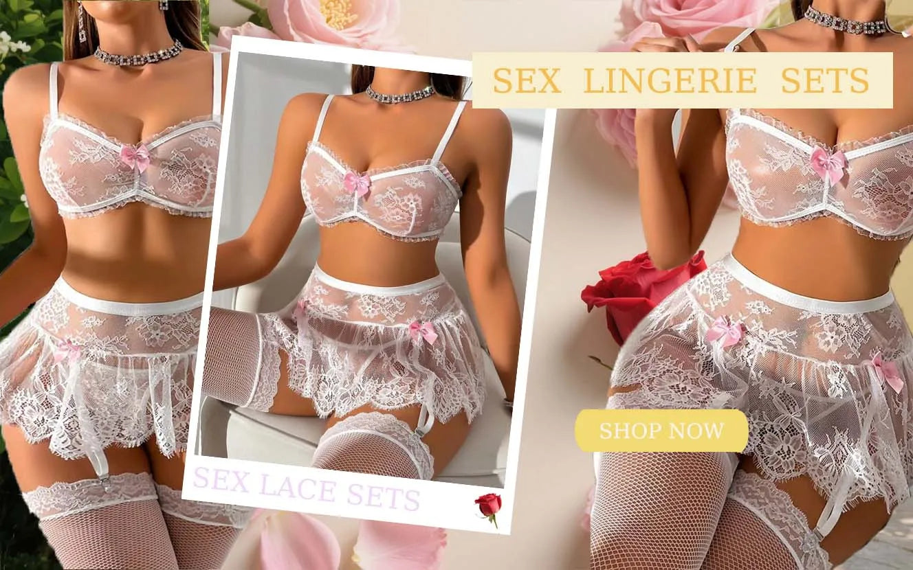 Pink Lace Bra and Panty Set with Tutu Skirt, Bow Detail & Garter Straps – Sexy Lingerie for Women, Romantic Boudoir, Valentine’s