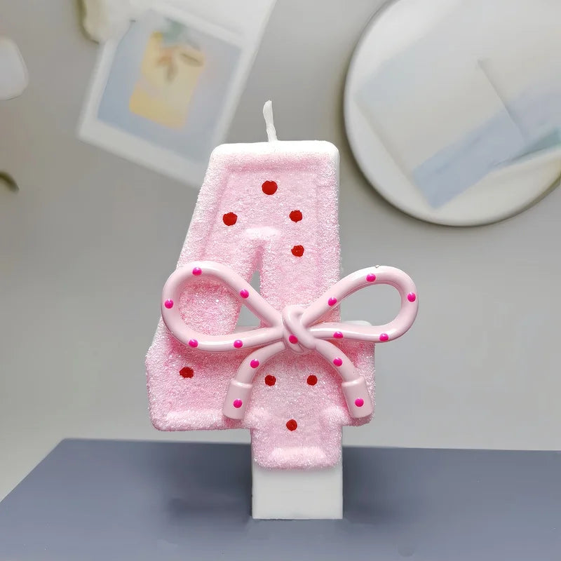 Pink Bow 0-9 Birthday Candles,Candles for Decoration for Party Supplies Kids Girls Adults Birthday Wedding Anniversary Party