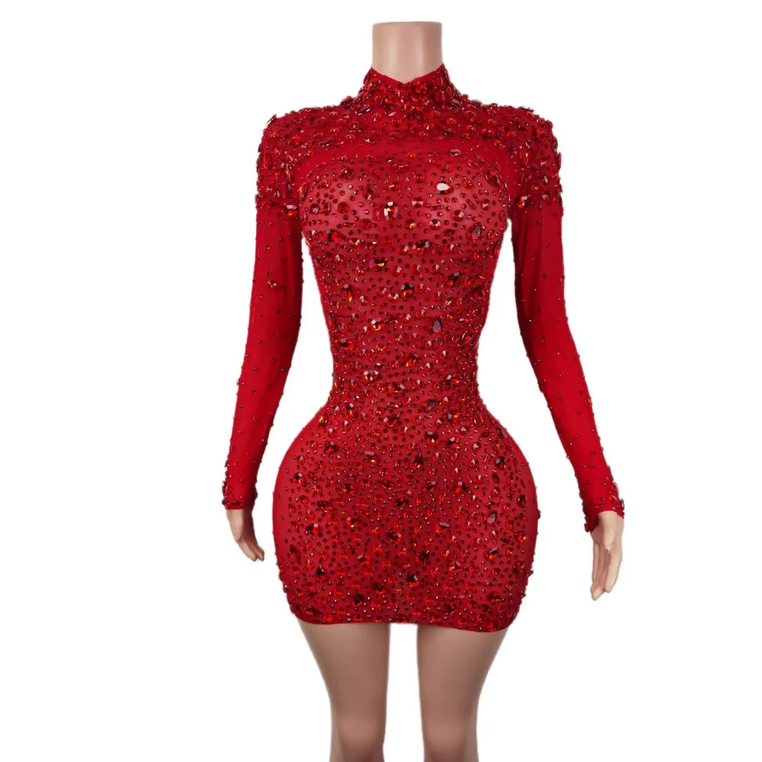 Sexy Dance Pink Dress Performance Sparkly Pink Rhinestones Dress Women Evening Birthday Celebrate Party Outfit 2025 Cuixing