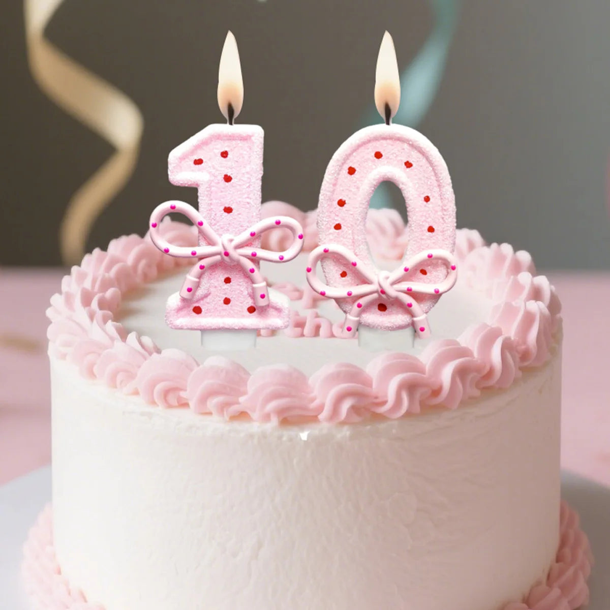 Pink Bow 0-9 Birthday Candles,Candles for Decoration for Party Supplies Kids Girls Adults Birthday Wedding Anniversary Party