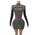 Sexy Dance Pink Dress Performance Sparkly Pink Rhinestones Dress Women Evening Birthday Celebrate Party Outfit 2025 Cuixing