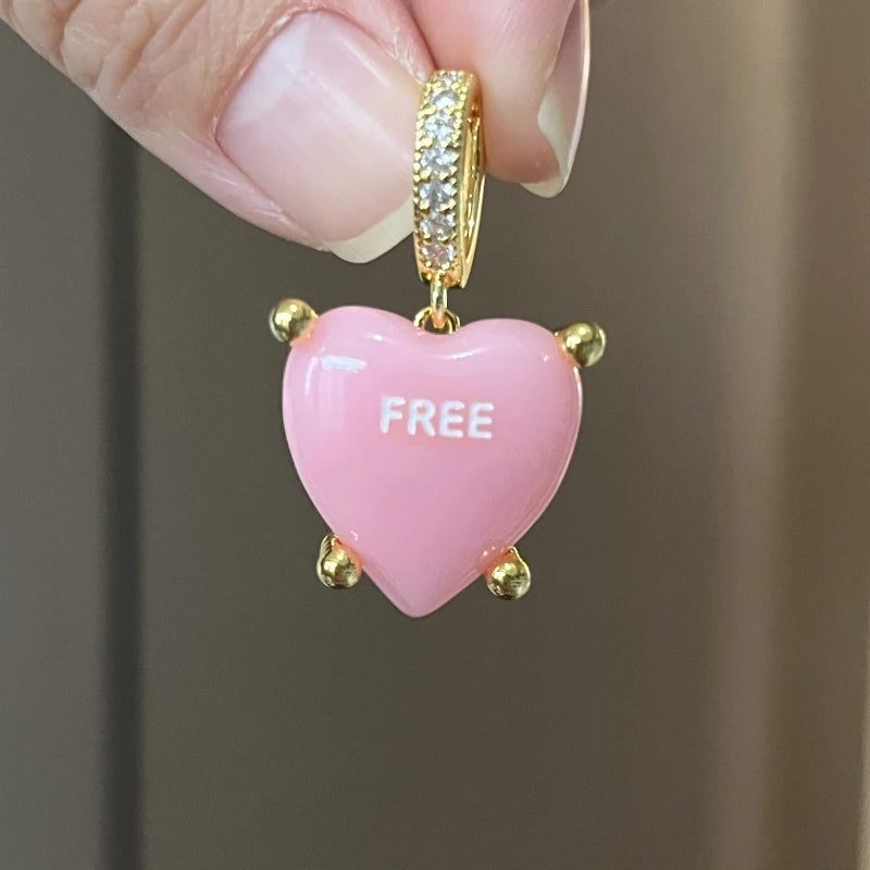 New Color Custom FP Heart Pendant Pink Deep Red Fashion Personalized Resin Letter Charms for Women Necklace DIYJewelry Gifts