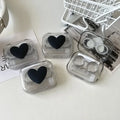 Pink Transparent Love Bow Contact Lens Case Girl Portable Beauty Pupil Box Contact Lens Cases Eye Care Tool Storage Container