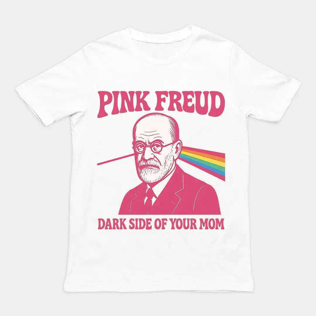 Pink Freud Dark Side of Your Mom T-Shirt Y2K Vintage Printed Cotton Short-sleeved Casual Fashion Loose Streetwear Unisex